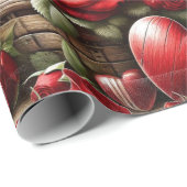 赤いバラとハートバレンタインデー ラッピングペーパー (ロールコーナー)