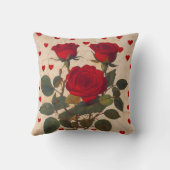 赤いバラとハートバレンタインロマンチック クッション (裏面)