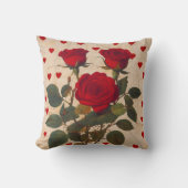 赤いバラとハートバレンタインロマンチック クッション (正面)
