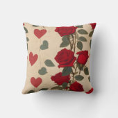 赤いバラとハートパターンロマンチック クッション (裏面)