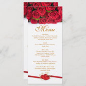 赤いバラとハートメニューラックカード メニュー (正面/裏面)