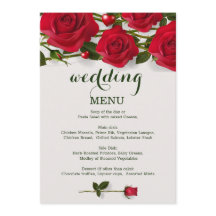 赤いバラとハート結婚のメニューカード