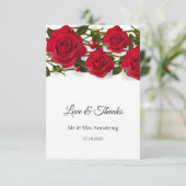 赤いバラとハート結婚の感謝 サンキューカード (スタンド正面)