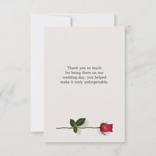 赤いバラとハート結婚の感謝 サンキューカード (裏面)