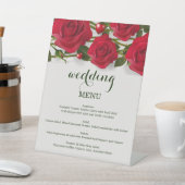 赤いバラとハート結婚ズメニュー 台座サイン (インサイチュ)