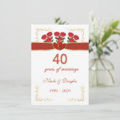 赤いバラとハート 40周年結婚記念日 招待状 (スタンド正面)