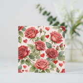 赤いバラとバレンタインハートパターンロマンチック (スタンド正面)