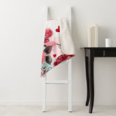 赤いバラとバレンタインハートパターンロマンチック シェルパブランケット (インサイチュ)