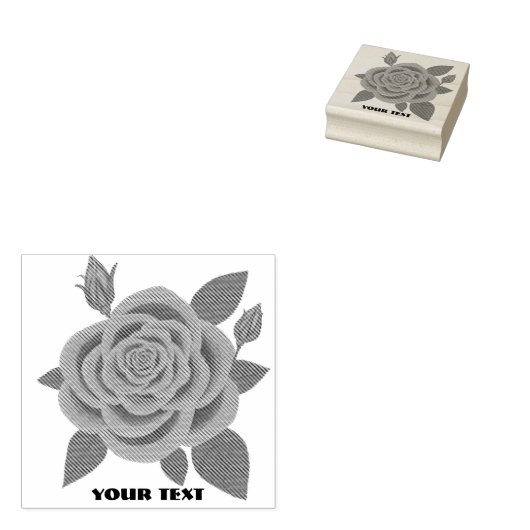 赤いバラとバdsゴム印 ラバースタンプ (押印)