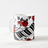 赤いバラとピアノの鍵、目を引く! コーヒーマグカップ (正面左)