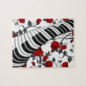 赤いバラとピアノの鍵、目を引く! ジグソーパズル (横)