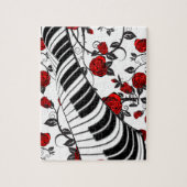 赤いバラとピアノの鍵、目を引く！ ジグソーパズル (縦)