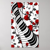 赤いバラとピアノの鍵、目を引く！ ポスター (正面)