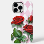 赤いバラとピンクと白のダイヤモンド柄 Case-Mate iPhoneケース (裏面)