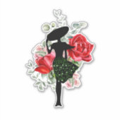 赤いバラとファッション オリジナル シール (正面)