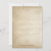 赤いバラとベージュのオーナメントのウェディング 招待状 (裏面)