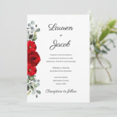 赤いバラとユーカリの結婚式招待状 招待状 (スタンド正面)