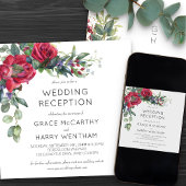 赤いバラとユーカリプタスウェディングレセプションのみ 招待状