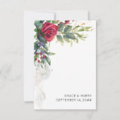 赤いバラとユーカリプトゥス・バーティテ結婚ル 出欠カード (裏面)