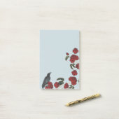 赤いバラとレイベン ポストイット (デスク上)