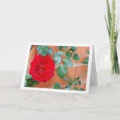 赤いバラとレンガの壁 カード (正面)