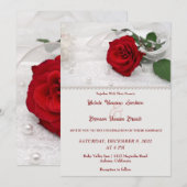 赤いバラとレースの結婚式招待状 招待状 (正面/裏面)