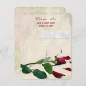 赤いバラとワインのアニバーサリー・パーティー 招待状 (正面/裏面)