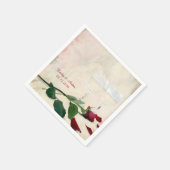 赤いバラとワイングラス スタンダードカクテルナプキン (角)
