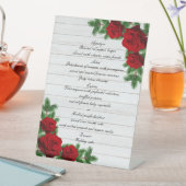 赤いバラと松の枝クリスマスメ結婚ニュー 台座サイン (インサイチュ)