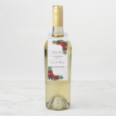 赤いバラと松の枝クリスマス結婚の ボトルネックタグ (ボトル)