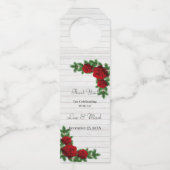 赤いバラと松の枝クリスマス結婚の ボトルネックタグ (正面)