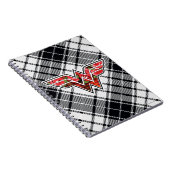 赤いバラと格子柄の女疑問に思のロゴ ノートブック (右側)