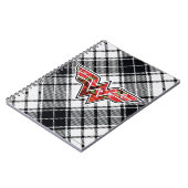 赤いバラと格子柄の女疑問に思のロゴ ノートブック (左側)