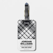 赤いバラと格子柄の女疑問に思のロゴ ラゲッジタグ (裏面縦)