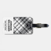 赤いバラと格子柄の女疑問に思のロゴ ラゲッジタグ (裏面横)