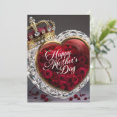 赤いバラと王冠 - 母の日のカード 招待状 (スタンド正面)