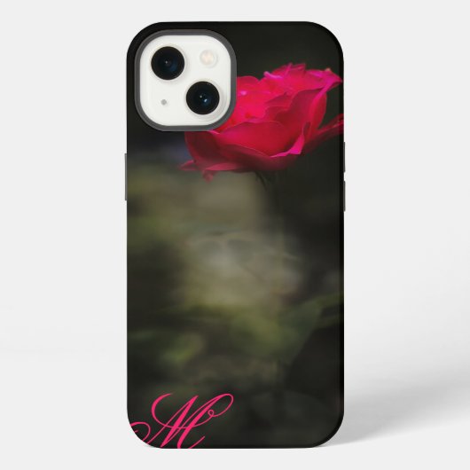 赤いバラと白い煙 モノグラム iPhoneケース (裏面)