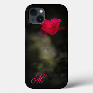 赤いバラと白い煙 モノグラム iPhone 13ケース