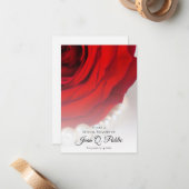 赤いバラと白い真珠の共有メモリ葬儀 ノートカード (正面/裏面インサイチュ)
