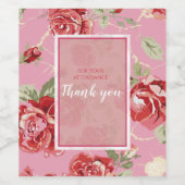 赤いバラと白い背景プリントワインラベル ワインラベル (シングルラベル)