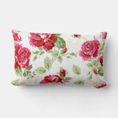 赤いバラと白い背景プリント腰枕 ランバークッション (裏面)