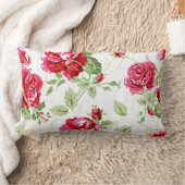 赤いバラと白い背景プリント腰枕 ランバークッション (ブランケット)