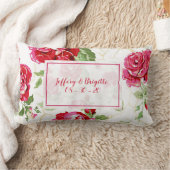 赤いバラと白い背景プリント腰枕 ランバークッション (ブランケット)