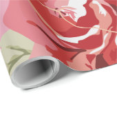 赤いバラと白のクラシックなプリント包装紙 ラッピングペーパー (ロールコーナー)