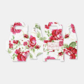 赤いバラと白のクラシックプリントの名札ギフト フェイバーボックス (折り畳みなし)