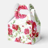 赤いバラと白のクラシックプリントの名札　ギフト フェイバーボックス (裏面サイド)