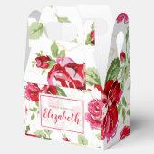 赤いバラと白のクラシックプリントの好意ボックス フェイバーボックス (オープン)