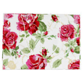 赤いバラと白のクラシックプリント大抱き枕 ラージペーパーバッグ (裏面)