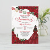 赤いバラと紙の飾り クインセアニェラ 15歳の誕生日 招待状 (スタンド正面)