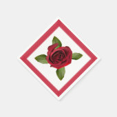 赤いバラと紙縁ど製ナプキン スタンダードカクテルナプキン (角)